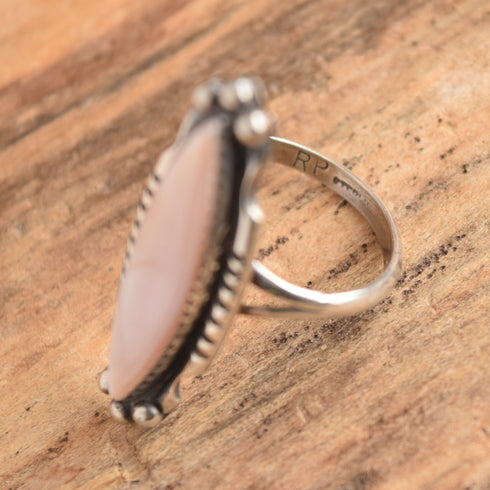 Navajo Pink Marquise Ring - Size 9.5
